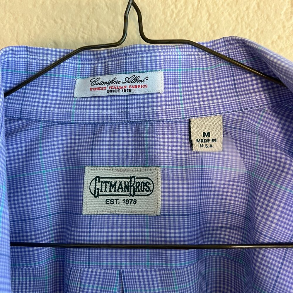 Gitman Bros Cotonifico Albini Purple/Blu Checked Shirt M